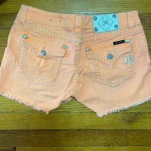 COPY - Rhinestone and orange Miss Me jean shorts